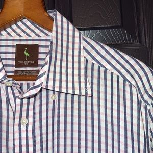 Mens White, Navy & Pink Button-Up